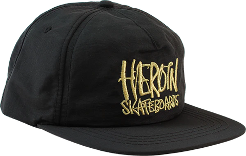 Heroin Skateboards Script Nylon Snapback Black/Gold