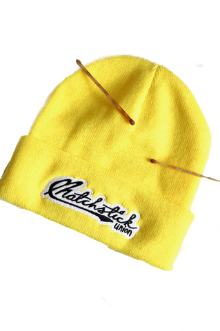 Matchstick Union Lace Embroidery Beanie Bright Yellow