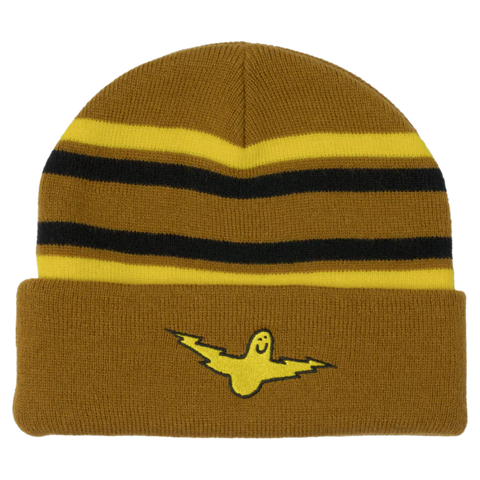 Krooked Skateboards - Bird Lightening Beanie Tan/Yellow/Black