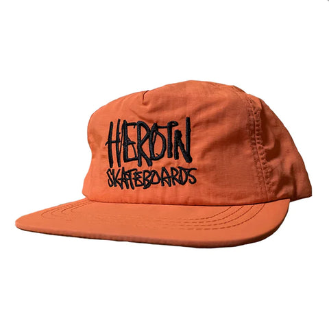Heroin Skateboards Script Nylon Snapback Orange