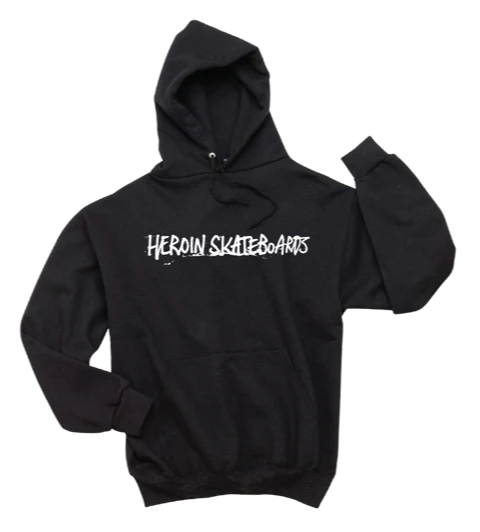 Heroin Skateboards Painted Hoodie Black