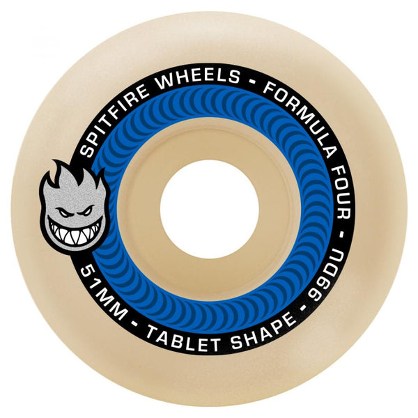 Spitfire Wheels Formula Four Tablet 99a 53MM White