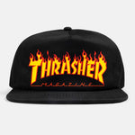 Thrasher Cap Flame Embroidered Snapback Black
