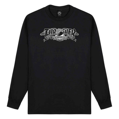 Thrasher X Antihero LS T-Shirt Mag Banner Black