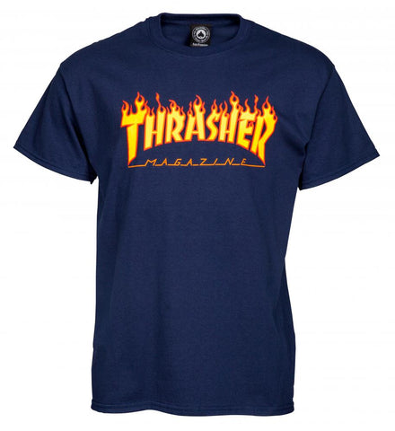 Thrasher T-Shirt Flame Logo Navy