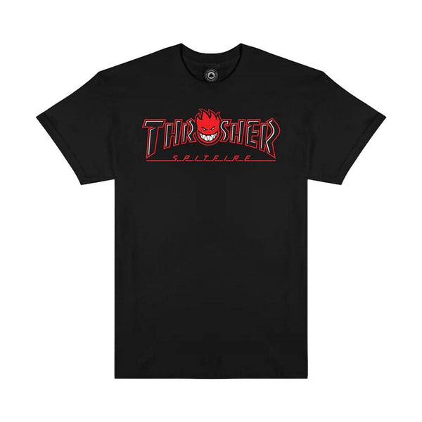 Thrasher x Spitfire T-Shirt Big Head Outline Black