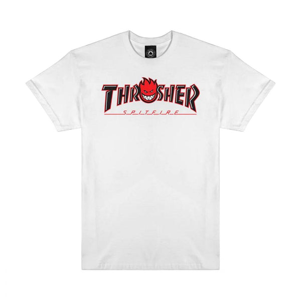 Thrasher x Spitfire T-Shirt Big Head Outline White