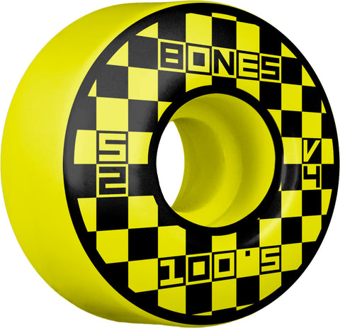 Bones Wheels 100's Originals Block Party V4 Wide 100A 52MM Yellow