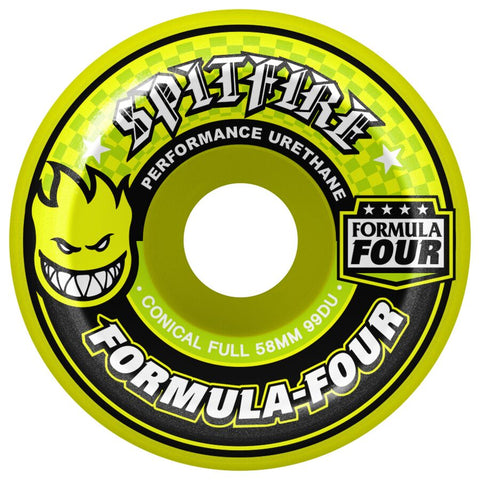 Spitfire Formula Four  99 Conical Full 99d 58mm Neon Yellow