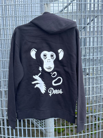 Perus Smoking Monkey Hoody Black White