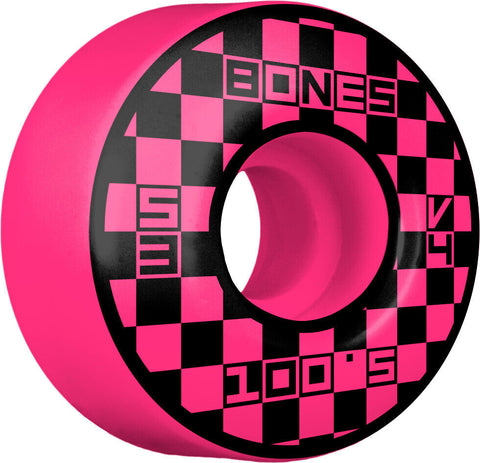 Bones Wheels 100's Originals Block Party V4 Wide 100A 53MM Pink