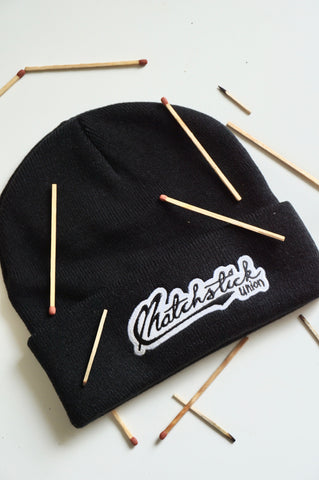 Matchstick Union Lace Embroidery Beanie Black