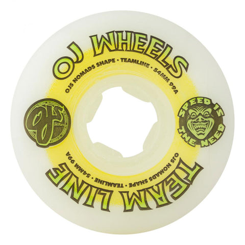 OJ Wheels Team Line Hardline 99a 54MM White