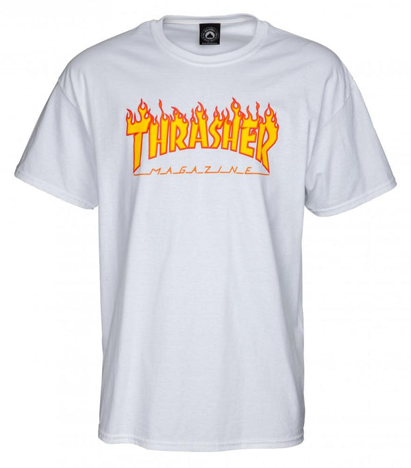Thrasher T-Shirt Flame Logo White