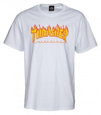 Thrasher T-Shirt Flame Logo White